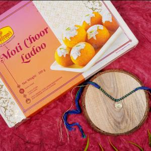 Auspicious Coin Om Rakhi & Motichoor Laddu