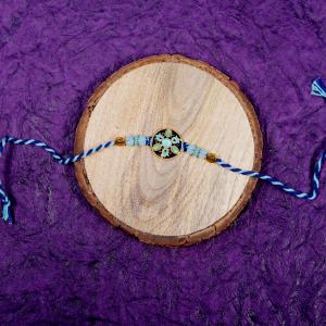 Azure Royale Blue Stone Rakhi - Single Rakhi to USA