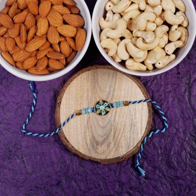 Azure Charm & Nutty Bliss Rakhi - Rakhi and Dry Fruits to USA