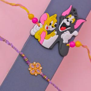 Playful & Elegant Rakhi Combo with Kaju Katli