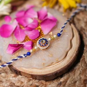 Azure Serenity Designer Rakhi - Single Rakhi to USA