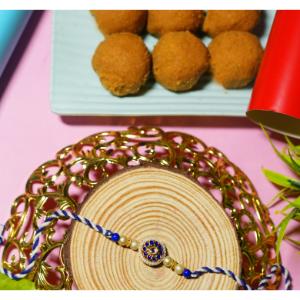 Oceanic Hues Designer Rakhi & Besan Laddu