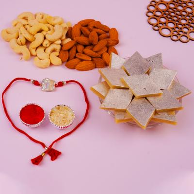 Serene Agate & Traditional Sweet Harmony Rakhi - Rakhi and Dry Fruits to USA