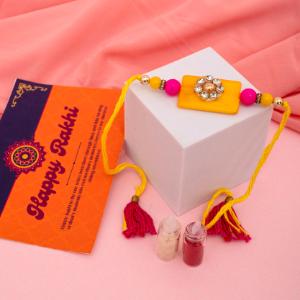 Sunlit Ethnic Stone Rakhi - Single Rakhi to USA