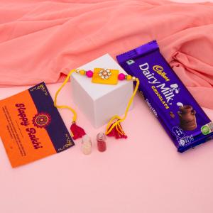 Sunlit Tradition & Creamy Bliss Rakhi - Rakhi and Chocolates to USA