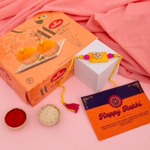 Ethnic Stone Rakhi with Motichoor Laddu
