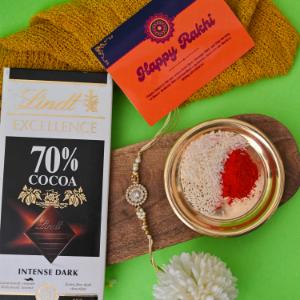 Luminous Pearl & Smooth Indulgence Rakhi - Rakhi and Chocolates to USA