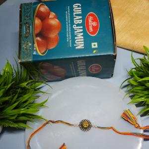 Surya Golden Rakhi with Gulab Jamun