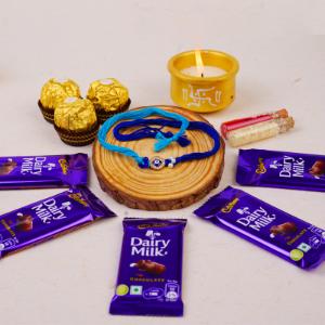 Azure Protection & Sweet Chocolate Medley Rakhi - Rakhi and Chocolates to USA