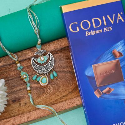 Sky Elegance Oxidised Rakhi Set with Godiva