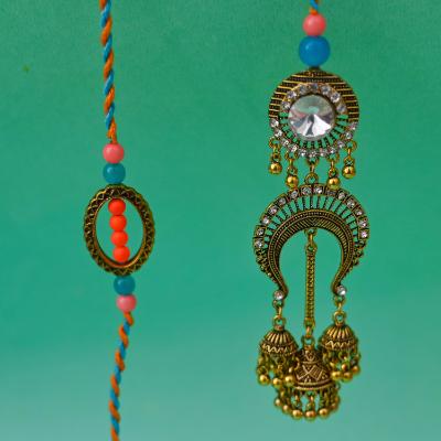 Elegant Long Lumba Rakhi Duo with Soan Papdi