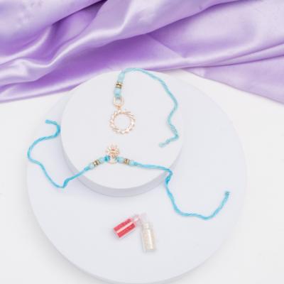Elegant Sparkle American Diamond Bhaiya Bhabhi Rakhi Set