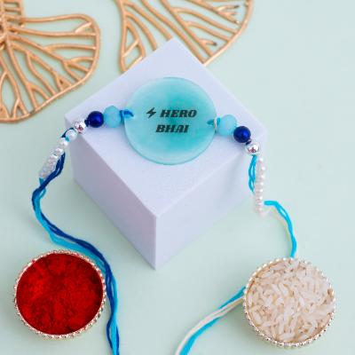 My Hero Bhai Resin Rakhi Charm - Single Rakhi to USA