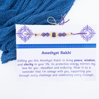 Calm Strength Amethyst Crystal Rakhi - Single Rakhi to USA