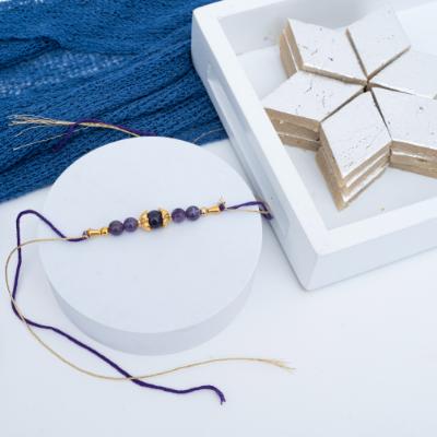 Calming Amethyst Rakhi & Kaju Katli Bliss