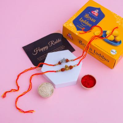 Divine Blessings Rakhi Duo & Besan Laddu