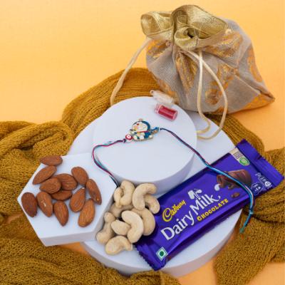 Doraemon Rakhi with Chocolate & Dry Fruits