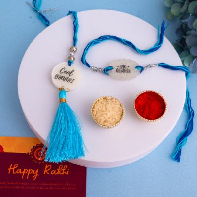 Big Bro N Cool Bhabhi Resin Rakhi Set
