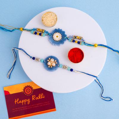 "Whispering Blooms" Resin Rakhi Set