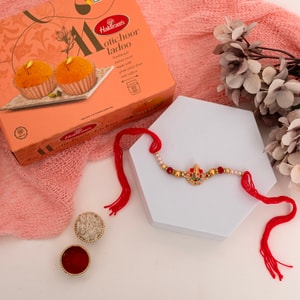 Traditional Meenakari Ganesha Rakhi & Motichoor Ladoos
