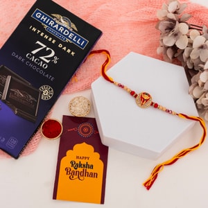 American Diamond Ganesha Rakhi with Ghirardelli Chocolates