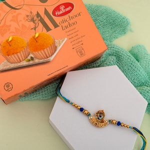 Sacred Banke Bihari Ji Rakhi with Motichoor Laddus