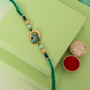 Traditional Mor Pankh Stone Rakhi for Raksha Bandhan