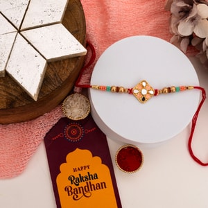 Designer Stone Rakhi & Kaju Katli