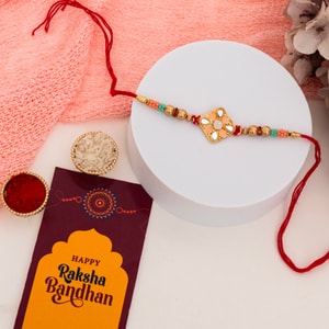 Traditional Kundan Meenakari Rakhi with Heritage Design