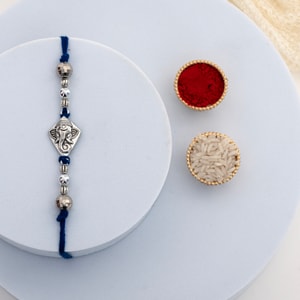 Classic Silver Ganesha Blessings Rakhi