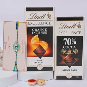 Pastel Kundan Rakhi with Lindt Excellence Chocolate