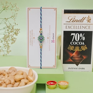 Floral Nazar Rakhi with Lindt Excellence & Cashews