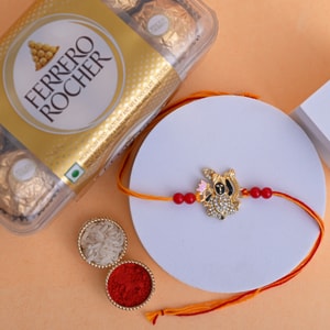 Krishna American Diamond Rakhi with Ferrero Rocher