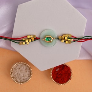 Emerald Hexagon Designer Rakhi