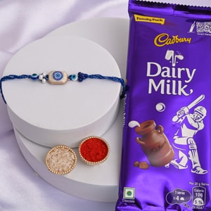 Evil Eye Shell Rakhi with Dairy Milk Chocolate Hamper