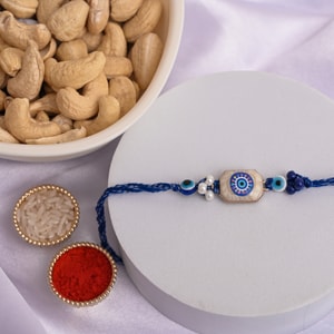 Evil Eye Shell Rakhi with Premium Cashews