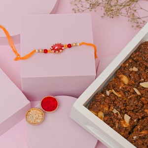 Ruby Designer Rakhi & Dodha Burfi