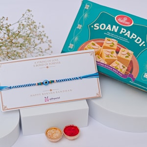 Modern Evil Eye Rakhi & Soan Papdi