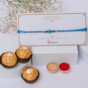 Evil Eye Protection Rakhi with Ferrero Rocher Chocolates