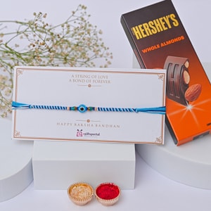 Blue Evil Eye Rakhi with Hershey