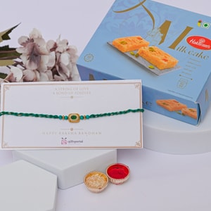 Emerald Grace Rakhi & Milk Cake