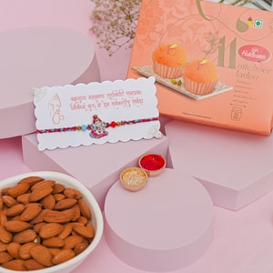 Bal Ganesha Rakhi with Motichoor Laddu & Almonds