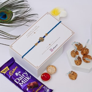 Peacock Elegance Rakhi with Dairy Milk & Hershey