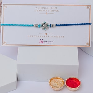 Azure Crystal Flower Rakhi