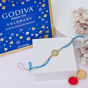 Nazarbattu Rakhi with Godiva Goldmark Chocolate Collection