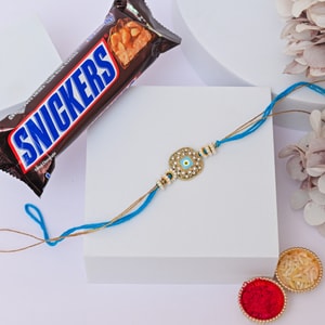 Nazarbattu Protection Rakhi with Snickers Chocolate