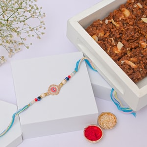 Protective Hamsa Rakhi & Dodha Burfi