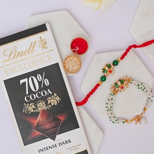 Lotus Bhai Bhabhi Rakhi with Premium Lindt Chocolate