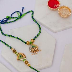 Peacock Grace Bhaiya Bhabhi Rakhi Pair
