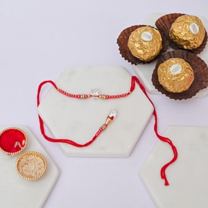 Pink Crystal Lumba Rakhi with Ferrero Chocolates